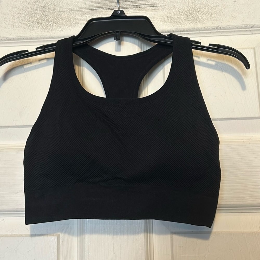 Members Mark Seamless Racerback Sports Bra Size Medium Black Activewear